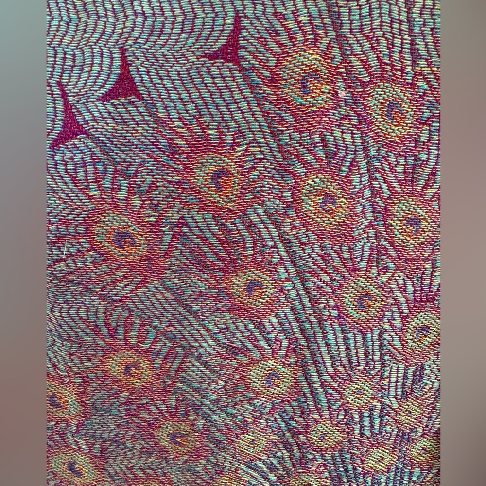 Cashmere 100% Pashmina Peacock Paisley 68" Pink Purple Scarf Shawl Wrap - Picture 5 of 8